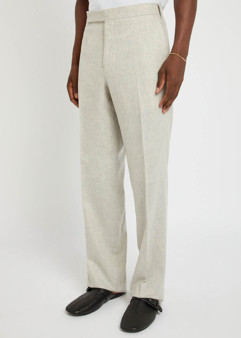 Lardini Wool And Cashmere-blend Trousers In White
