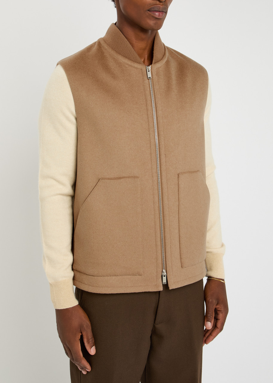 Lardini Ribbed Collar Sleeveless Design Front Pockets Jacket In Brown