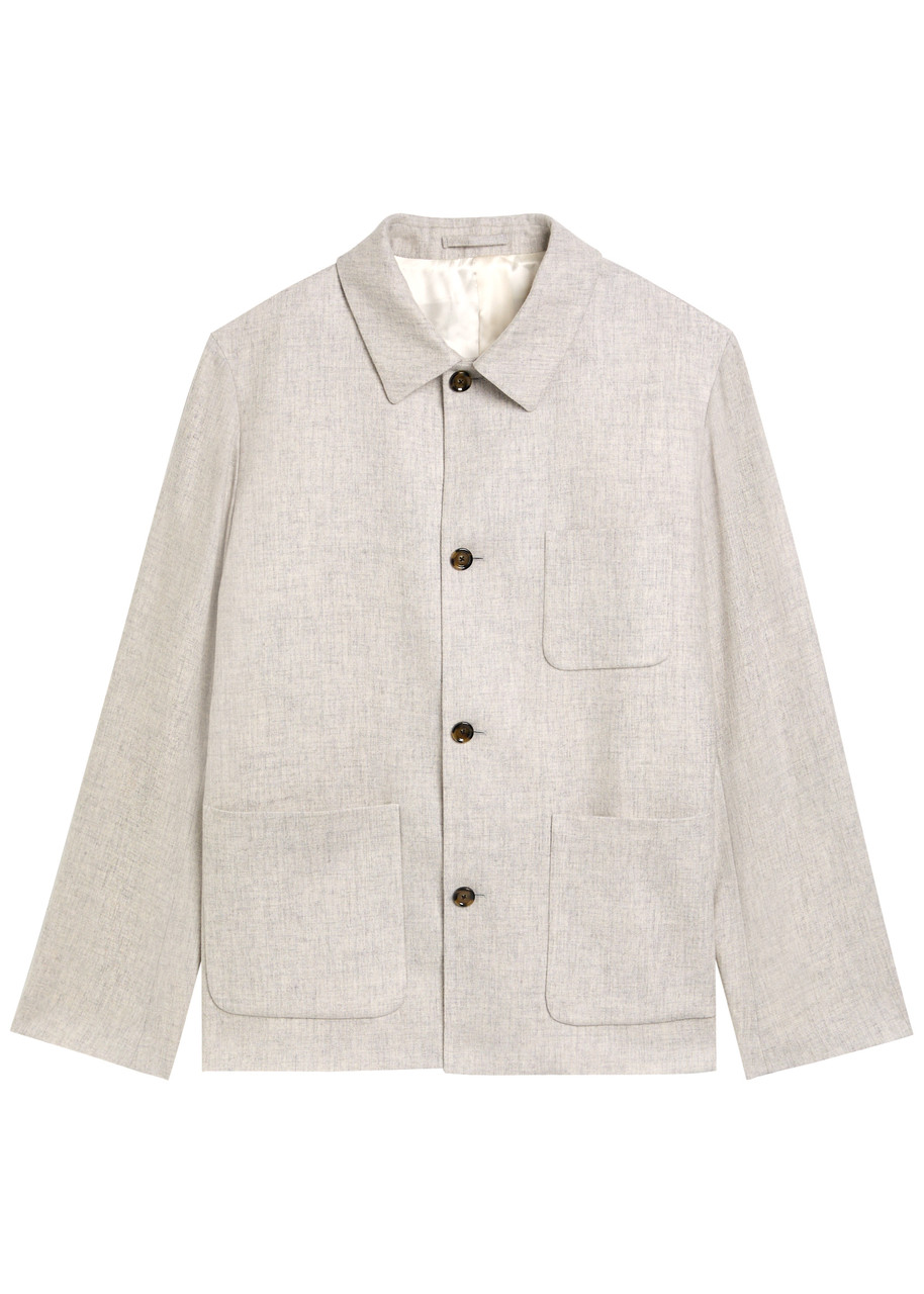 Lardini Wool And Cashmere-blend Overshirt In Neutral
