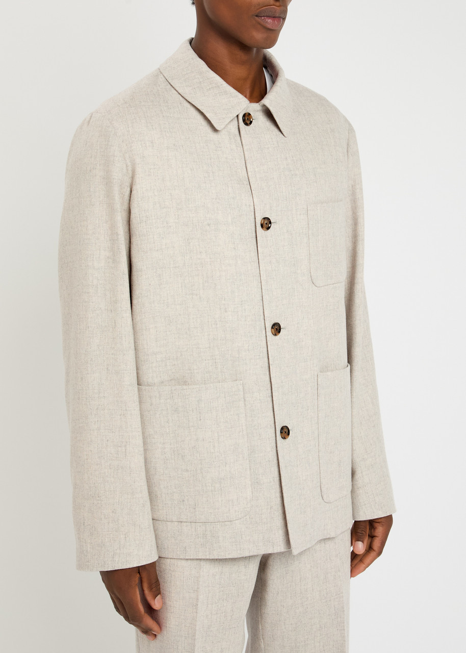 Lardini Wool And Cashmere-blend Overshirt In Neutral
