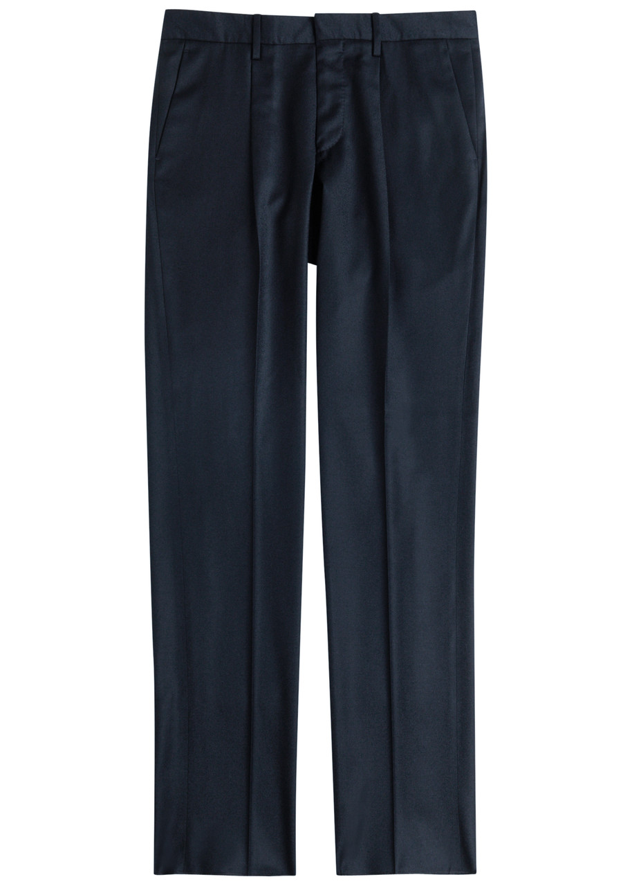 Lardini Wool And Cashmere-blend Trousers In Blue