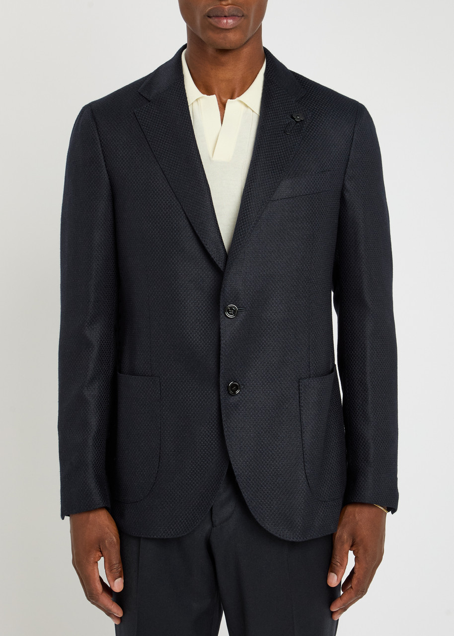 Lardini Textured Cashmere And Silk-blend Blazer In Blue