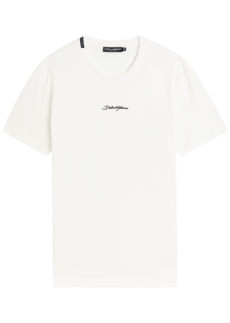 Dolce & Gabbana Embroidered Logo-appliqué Cotton T-shirt - White - 46 (IT46 / S)