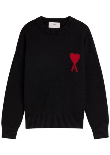 AMI PARIS Logo-intarsia wool jumper | Harvey Nichols