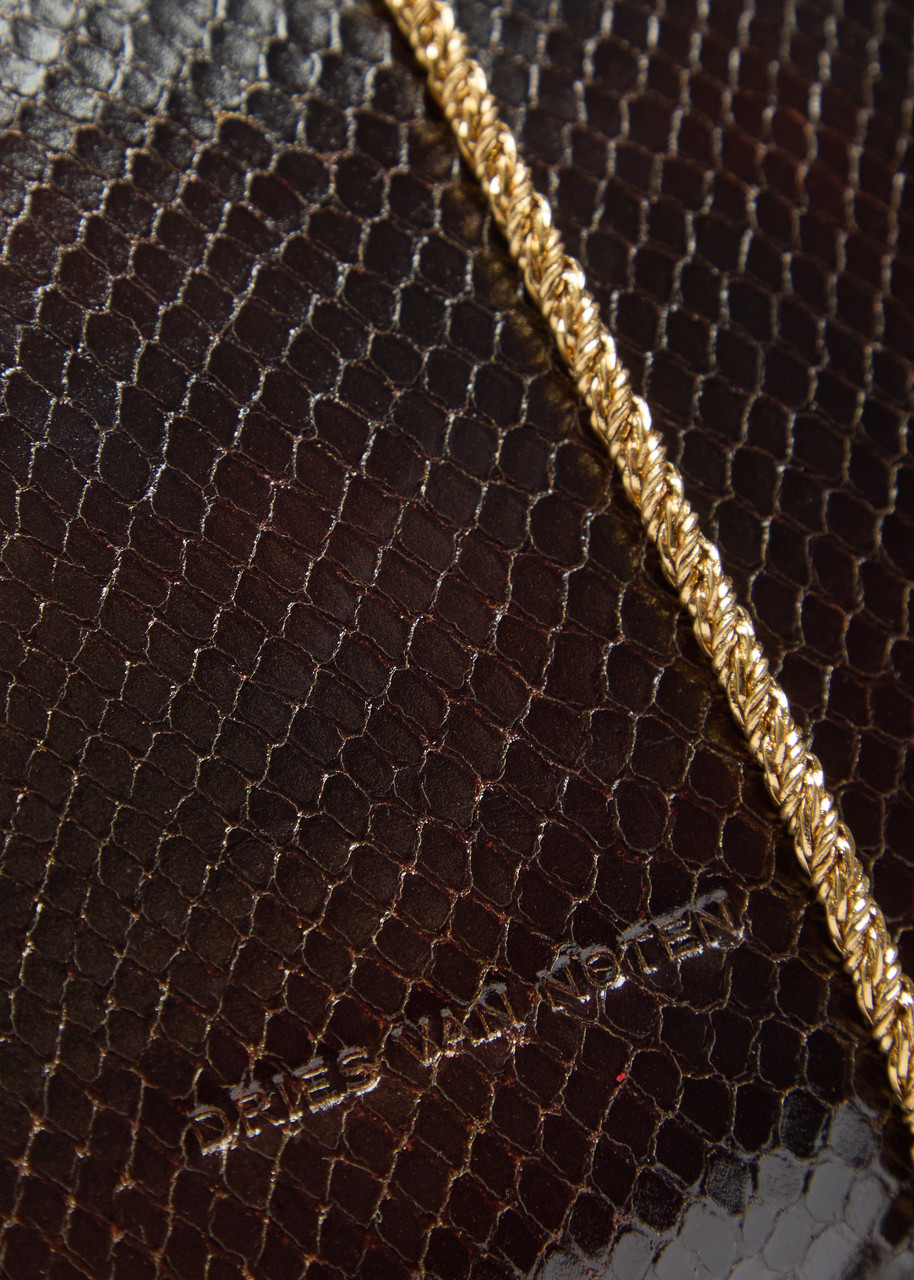  Dries Van Noten Envelope Large Python-effect Leather Clutch - Brown Dark - One Size 