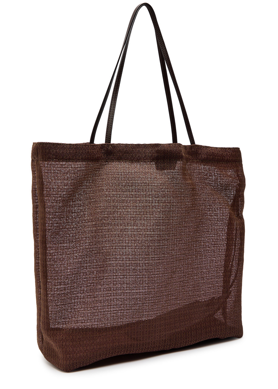 The Row Barn Semi-sheer Woven Tote In Brown
