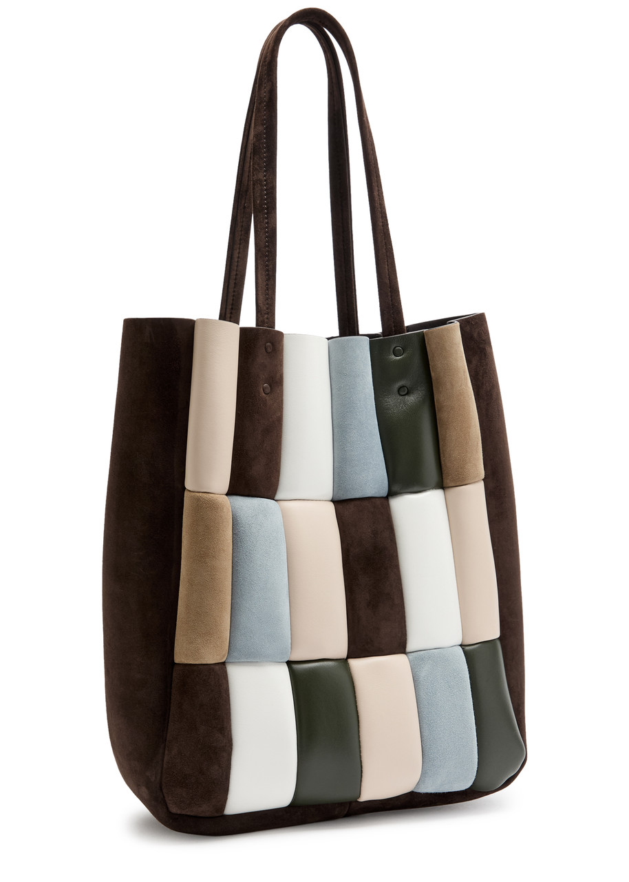 Khaite Womens Dark Brown Multi Zoe Patchwork Leather Tote Bag In Multi