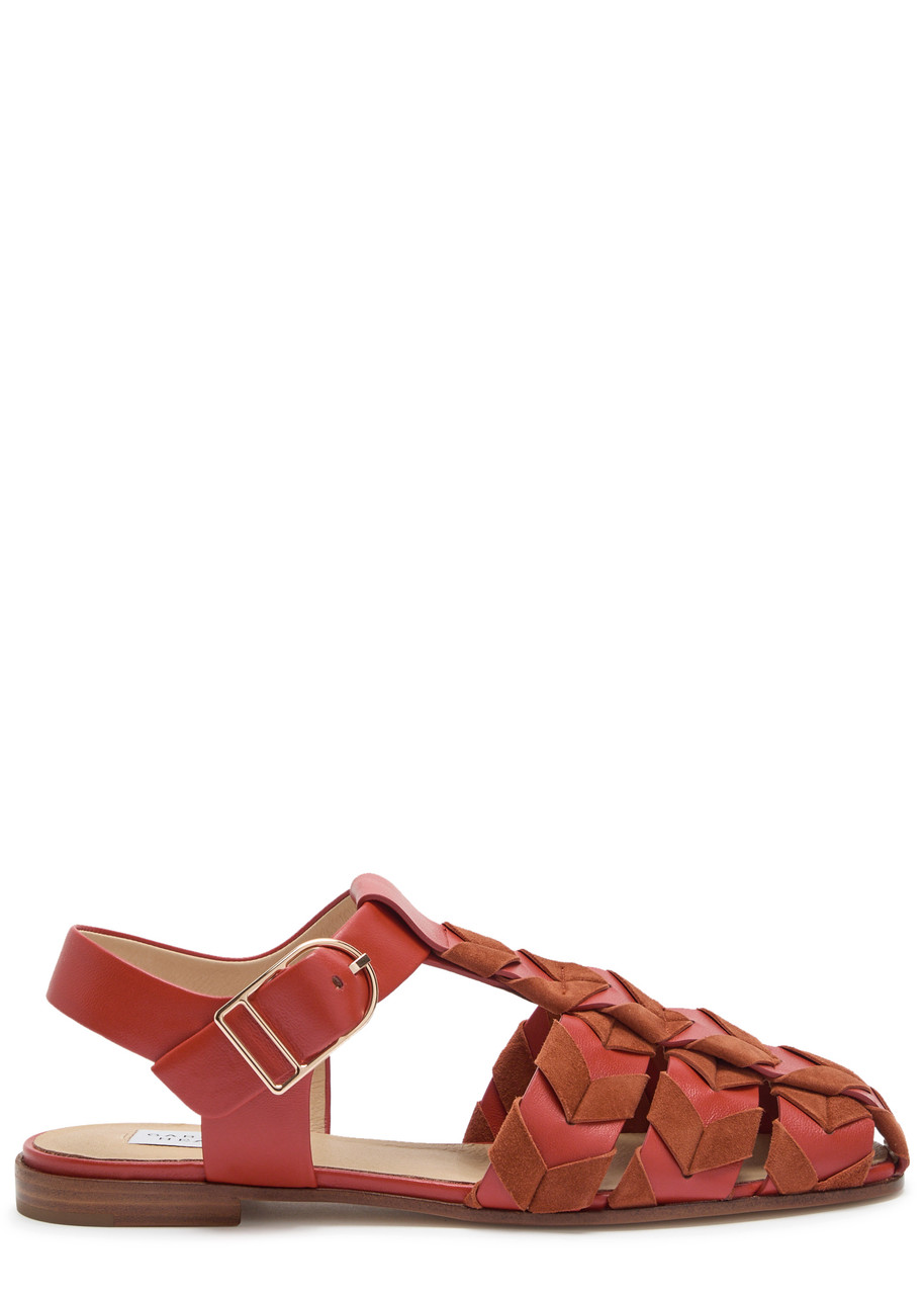Gabriela Hearst Lynn Suede-trimmed Leather Sandals In Orange