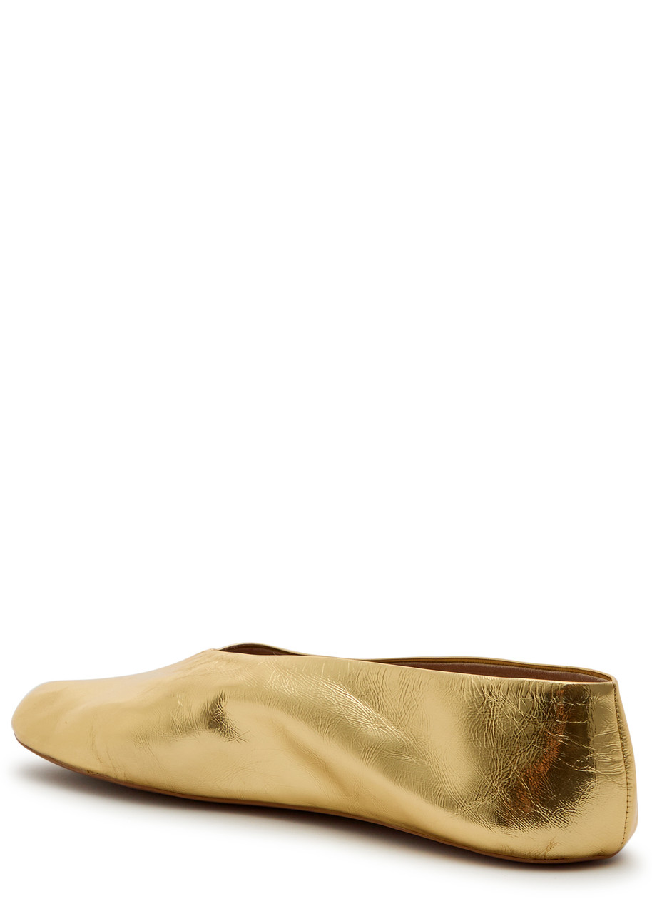 The Row Stella Metallic Leather Ballet Flats In Gold