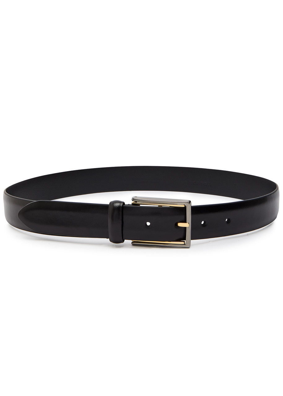 Andersons Belts Glossed Leather Belt In Black