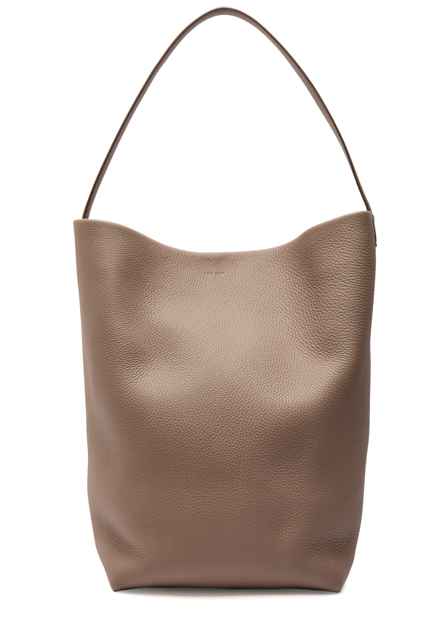 The Row Park Large Leather Tote In Brown