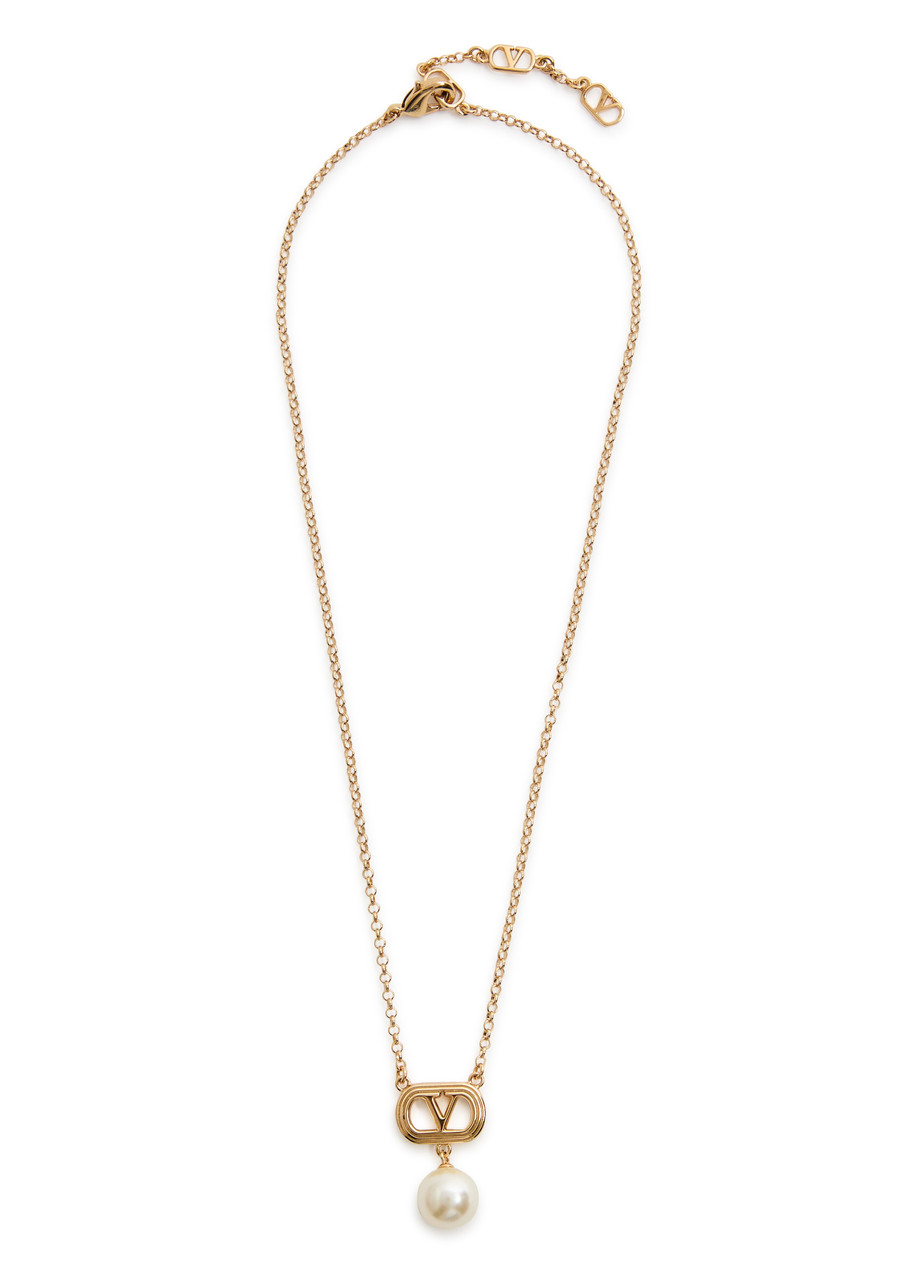 Valentino Garavani Ovalette Vlogo Necklace In Gold