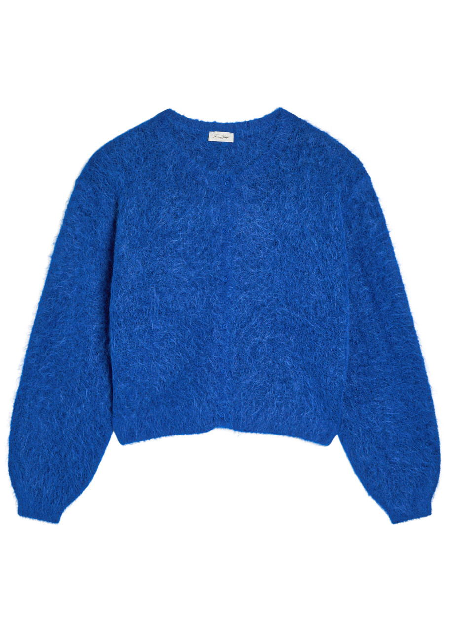 American Vintage Niby Brushed Alpaca-blend Cardigan In Blue