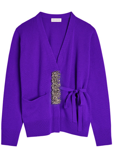 DRIES VAN NOTEN Tiah embellished cashmere wrap cardigan | Harvey