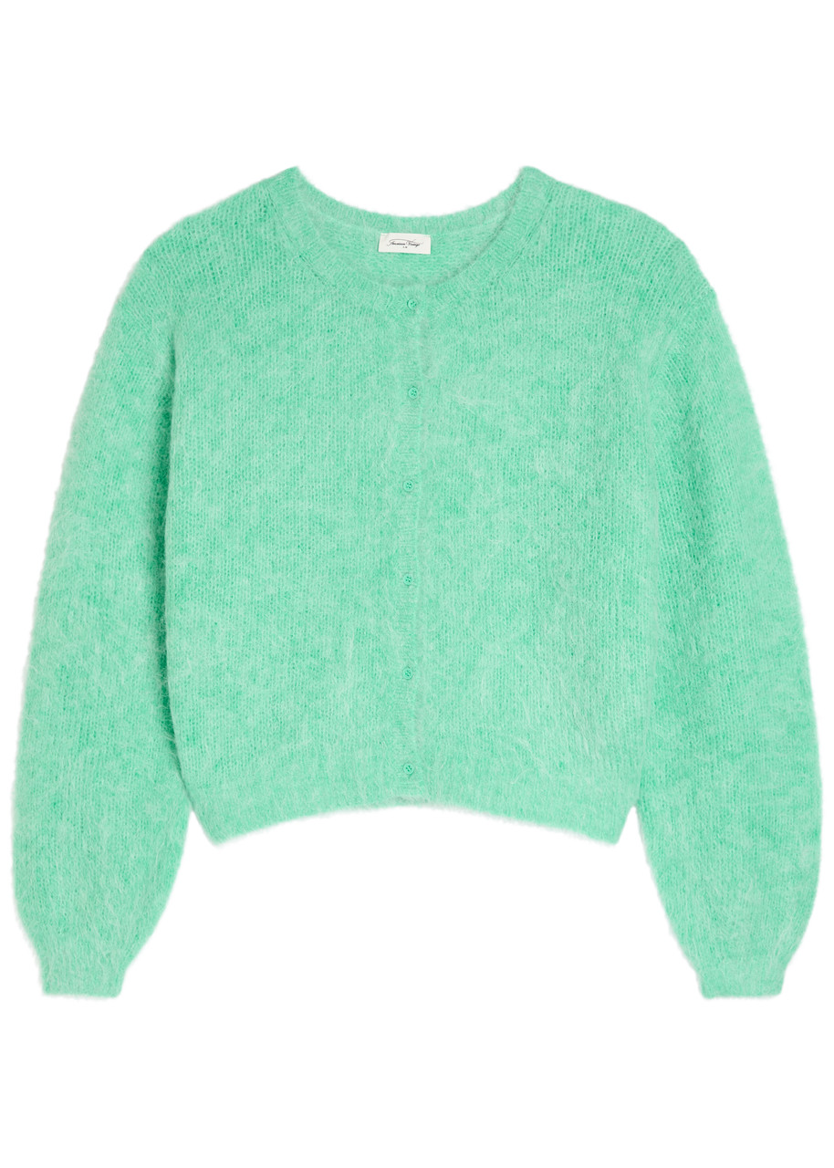 American Vintage Niby Brushed Alpaca-blend Cardigan In Green