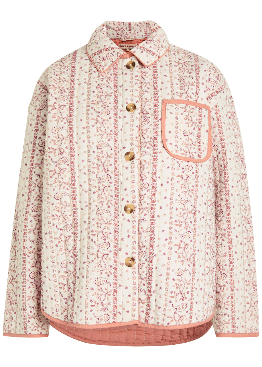 Free People Alexie Print Boxy Quilted Jacket In Multi