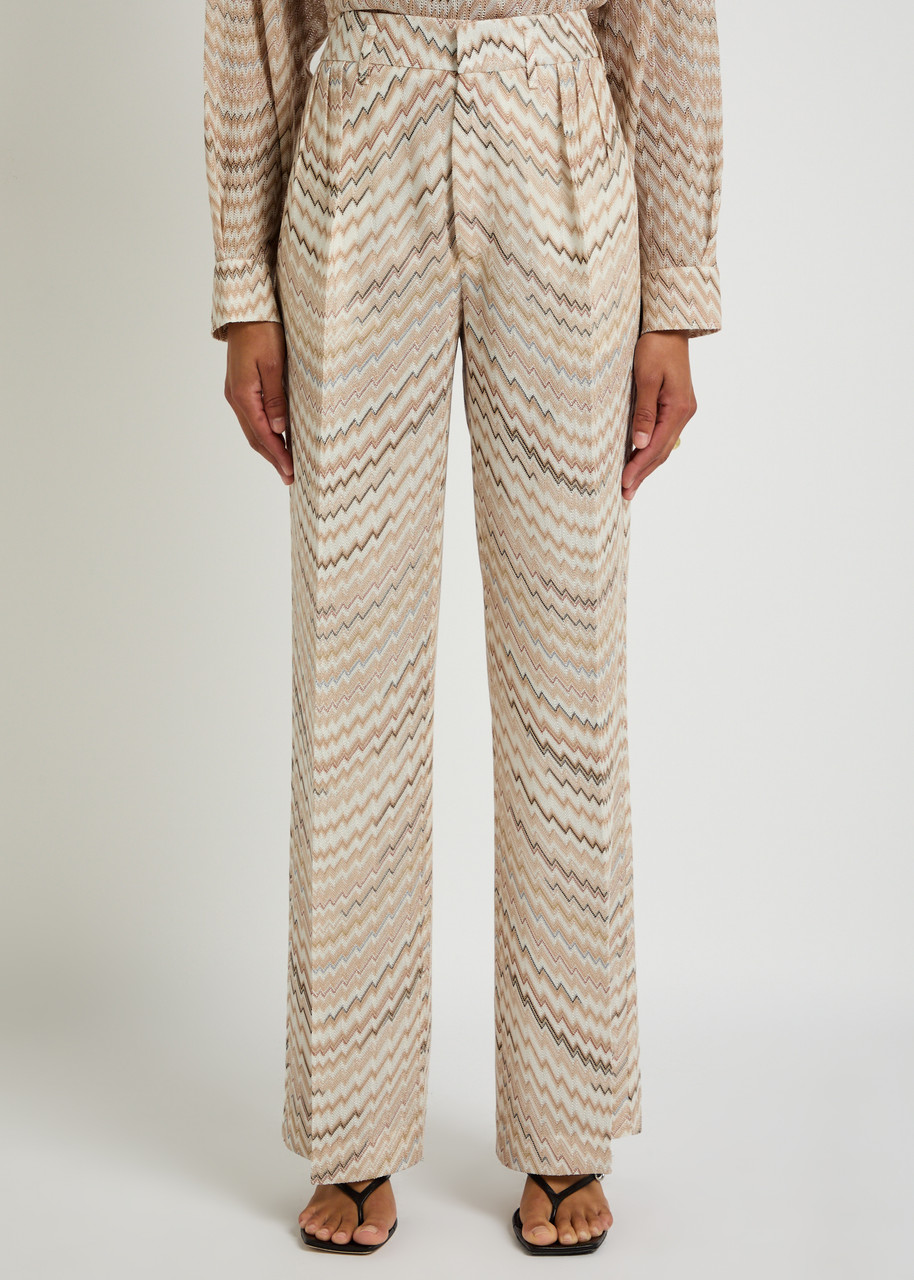 Missoni Zigzag Fine-knit Trousers In White