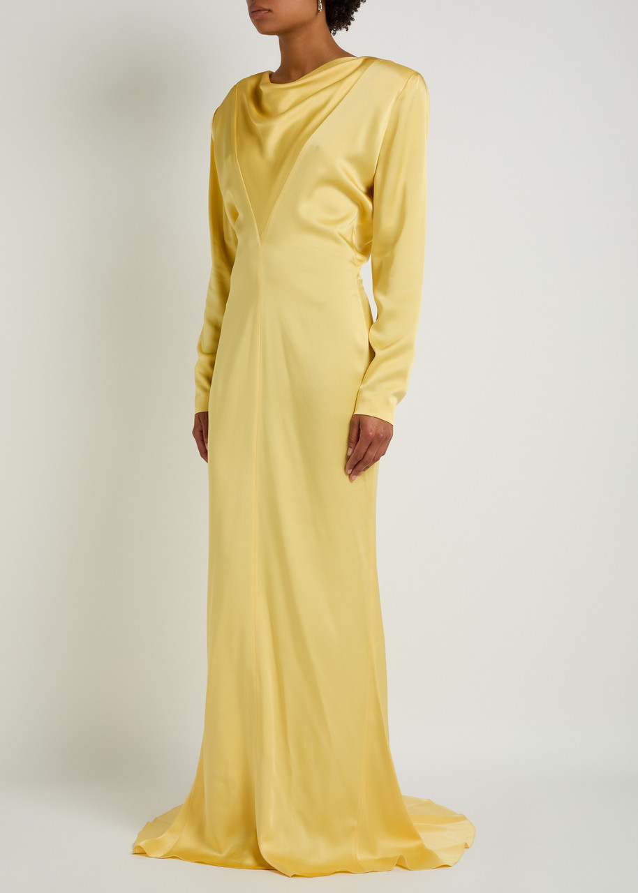 Stella Mccartney Draped Satin Gown In Yellow