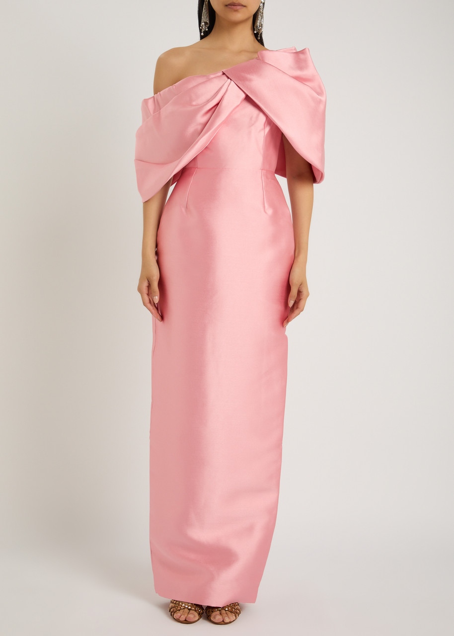 Solace London Davina One-shoulder Faille Gown In Pink