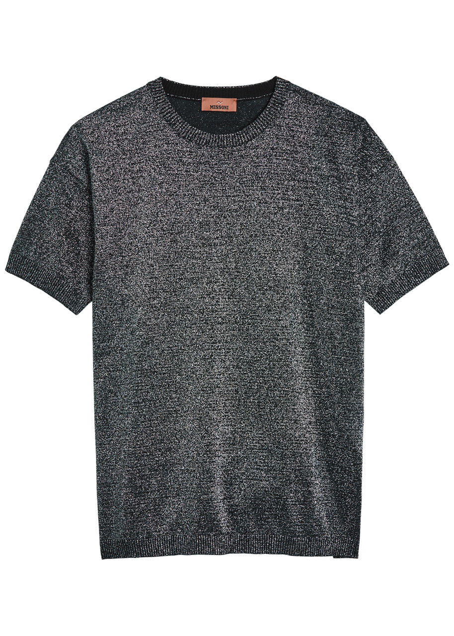 Missoni Lamé Fine-knit T-shirt In Gray