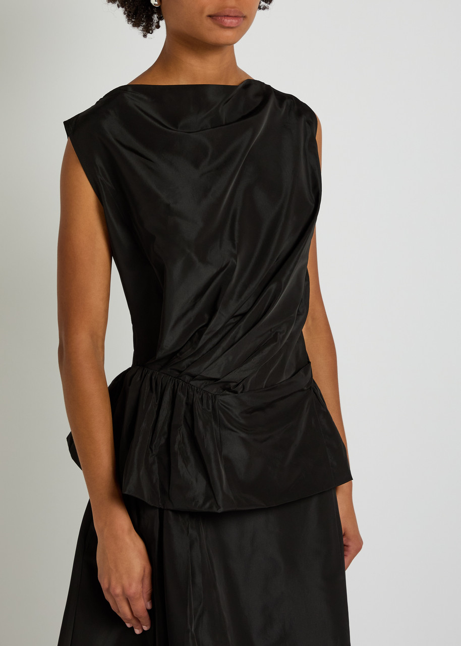 Simone Rocha Draped Taffeta Top In Black