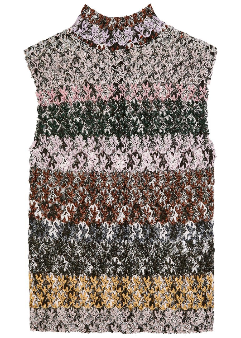 Missoni Striped Metallic-knit Top In Multi