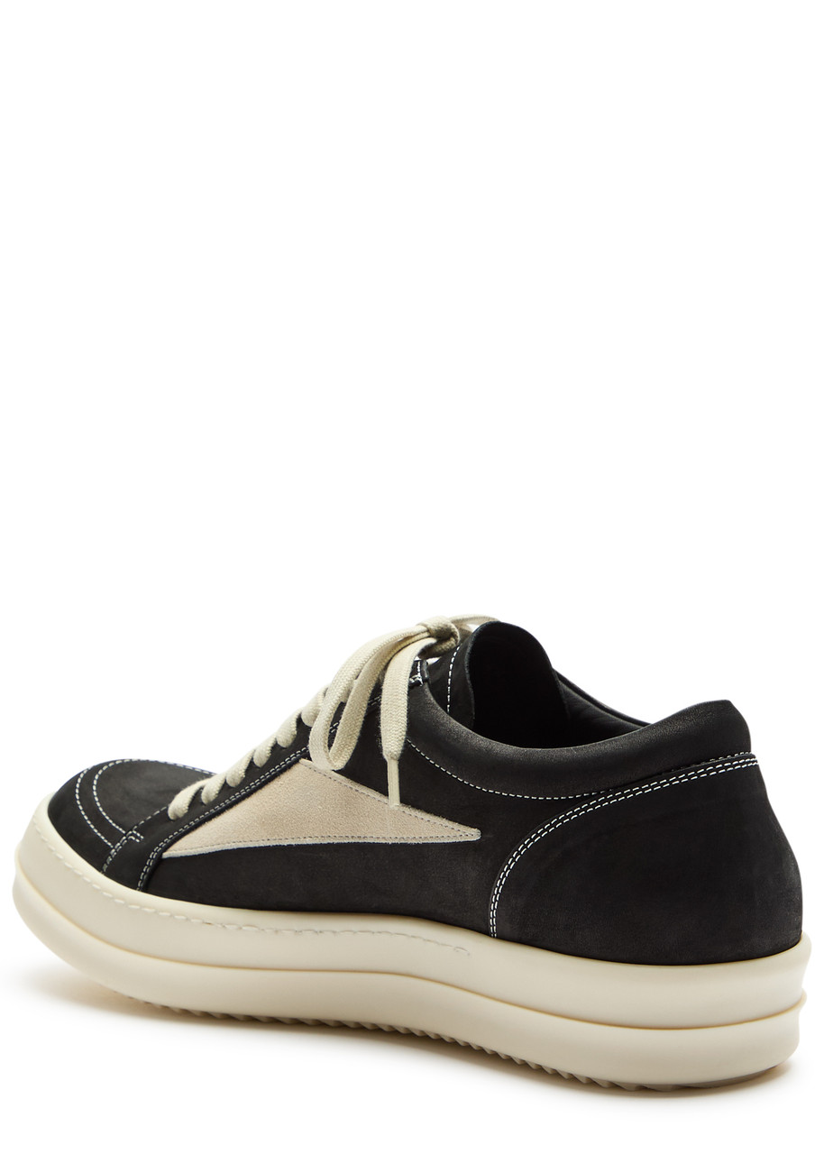 Rick Owens Vintage Suede-trimmed Leather Sneakers In Black