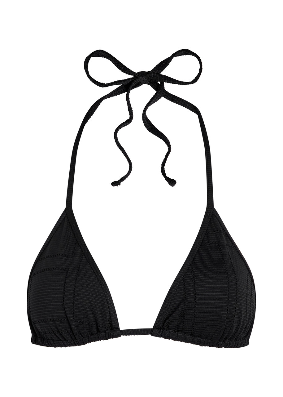 Totême Toteme Monogram Pointelle Bikini Top In Black
