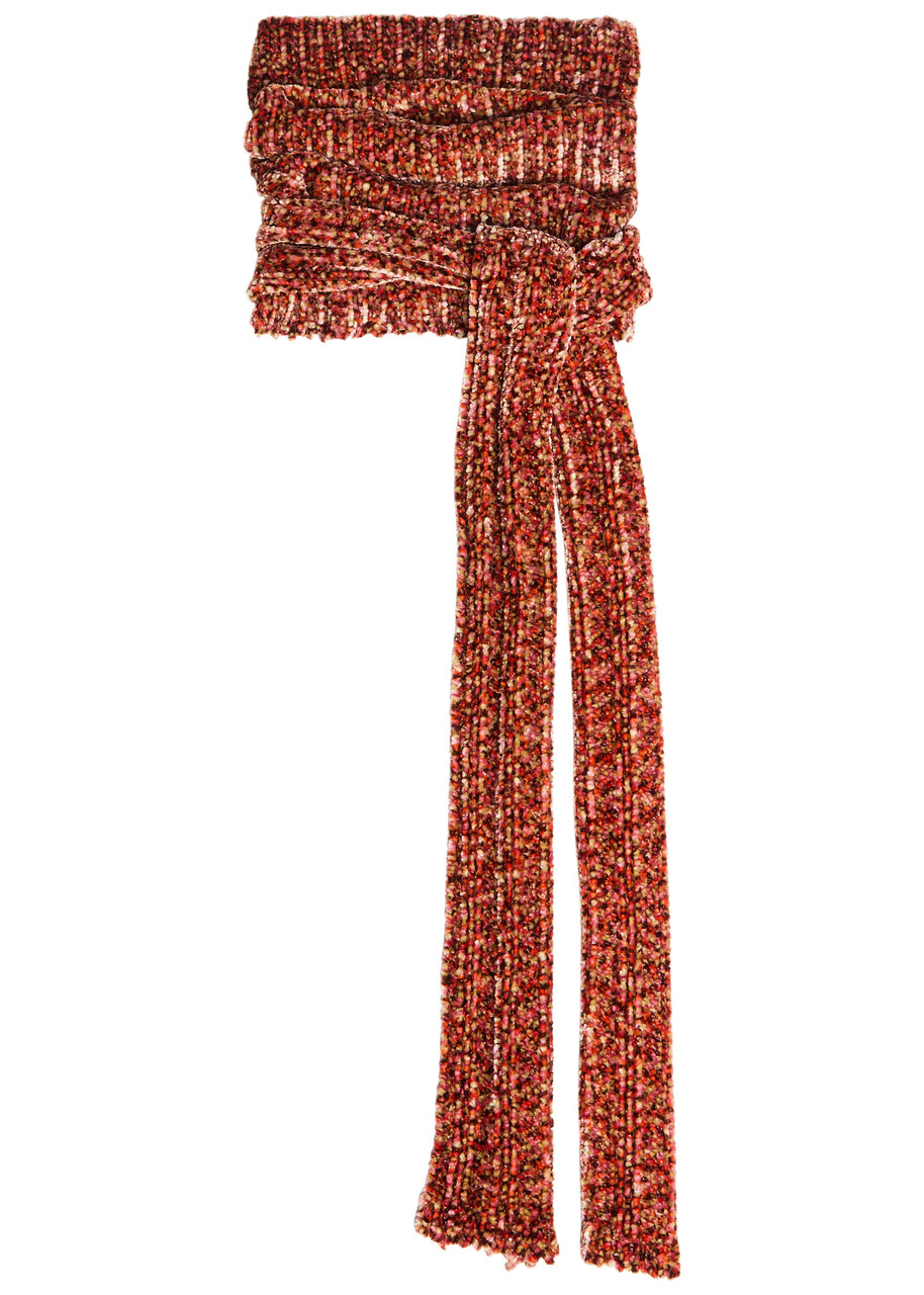 Dries Van Noten Teya Hooded Textured-knit Scarf - Peach - One Size