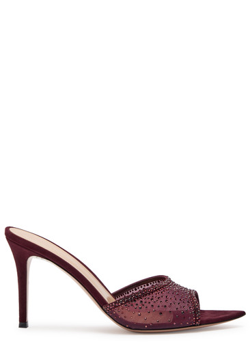 GIANVITO ROSSI Rania 85 crystal-embellished mesh mules