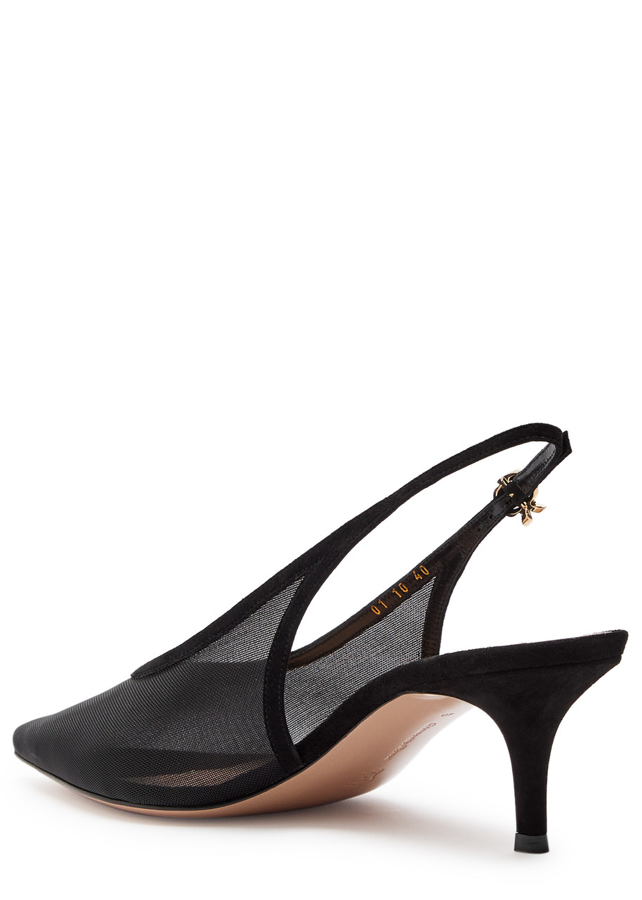 Gianvito Rossi 60 Mesh Slingback Pumps In Black