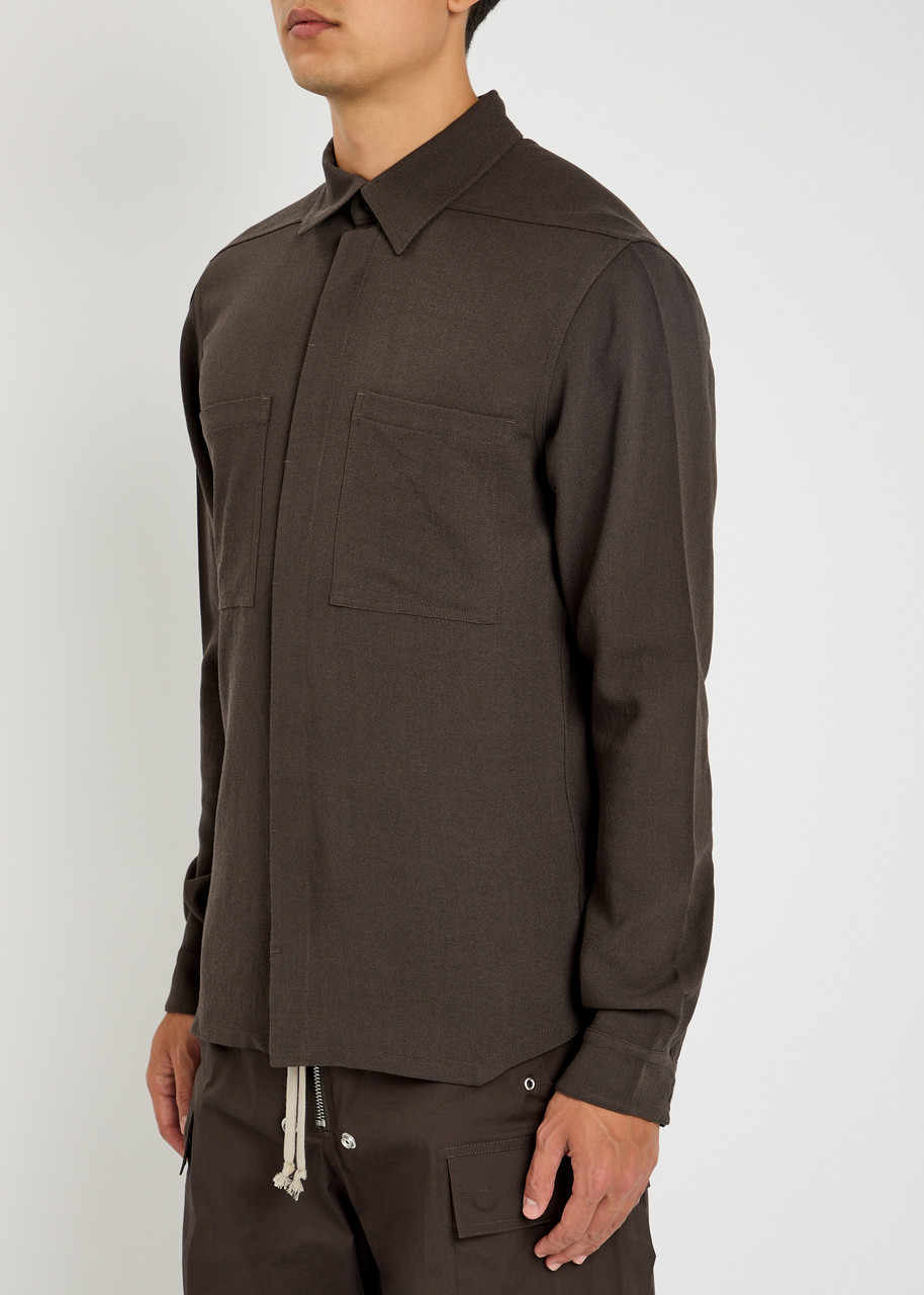 Rick Owens Work Wool Shirt In Brown