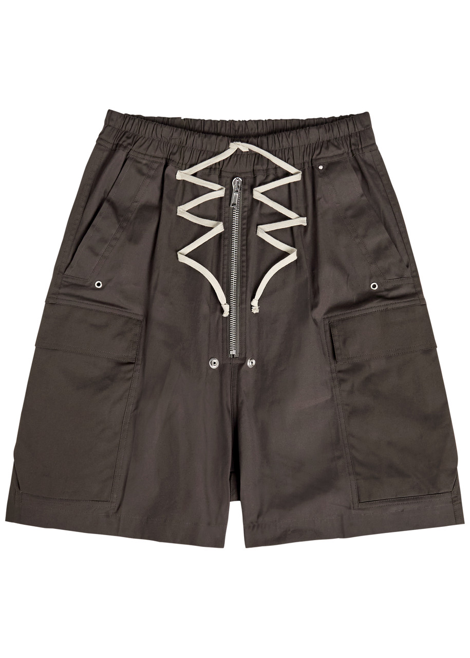 Rick Owens Cargobela Stretch-cotton Shorts In Gray