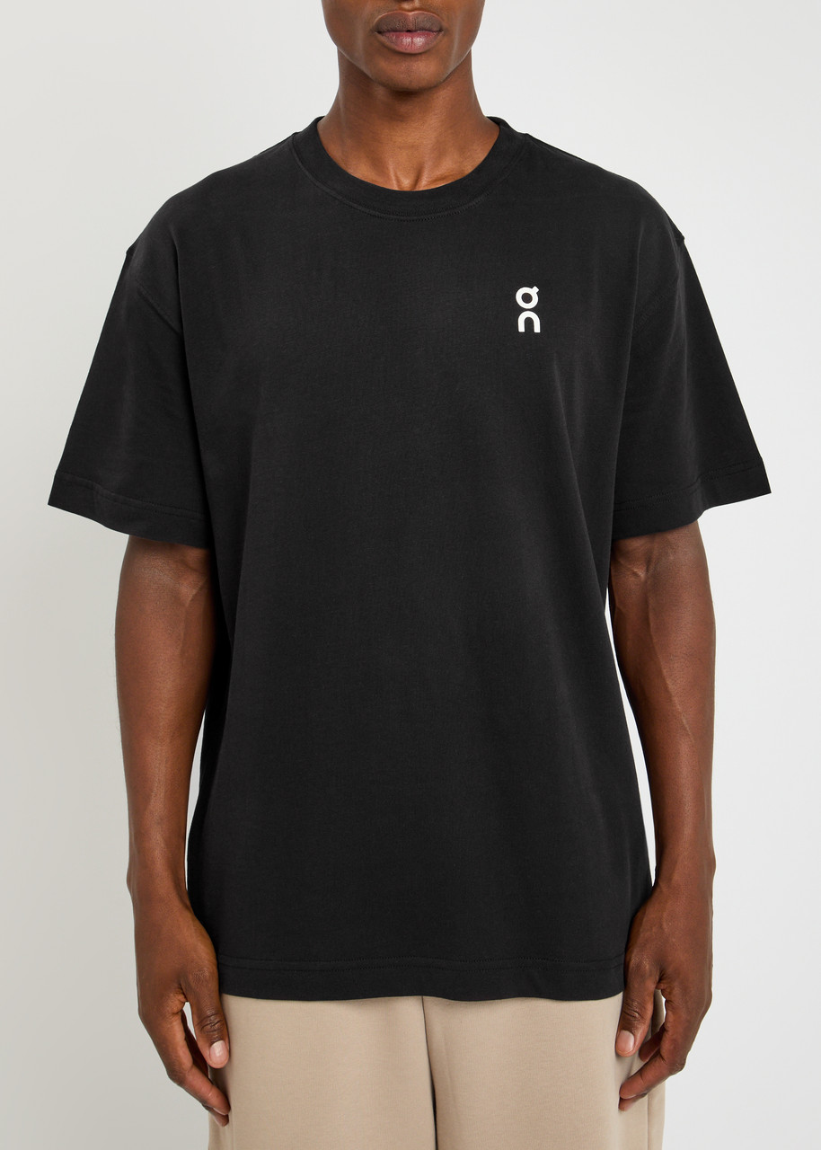 On Mens Black Perform All Day Logo-print Cott T-shirt Xl In Black