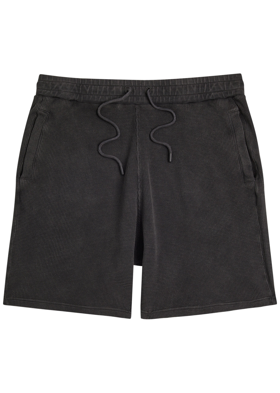 Jw Anderson Garment Dye Waffle Shorts In Black