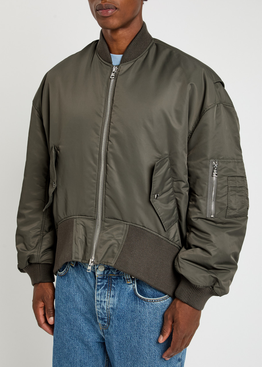 Jw Anderson Oversized Curved Hem Bomber Jacket In Brown