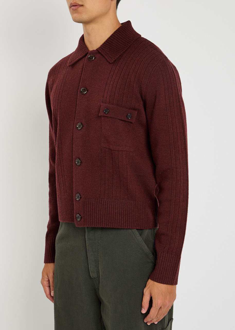 Dries Van Noten Modena Ribbed Wool Cardigan - Purple - L 