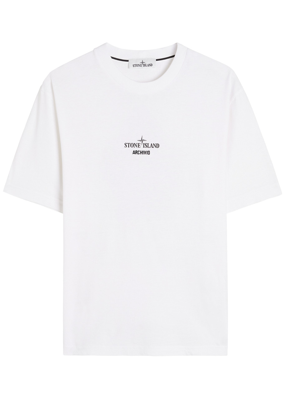 Stone Island Archivo Logo-printed Cotton T-shirt In White