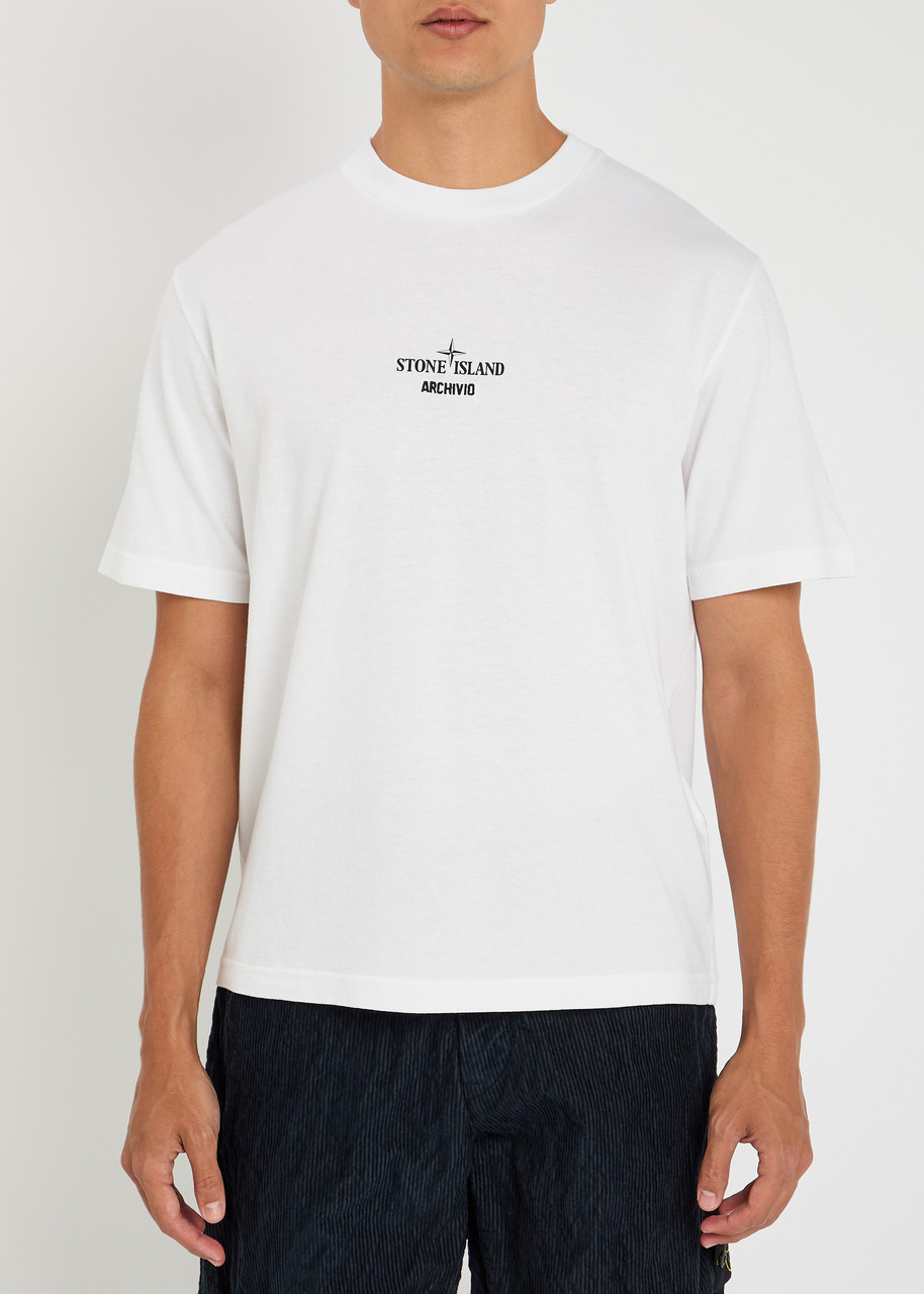 Stone Island Archivo Logo-printed Cotton T-shirt In White