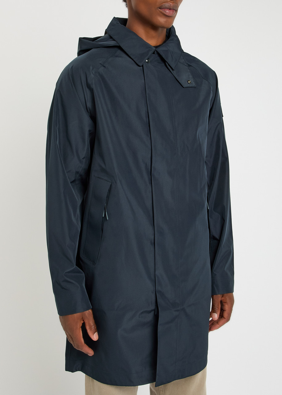 Belstaff Force Hooded Tritech Shell Coat In Blue