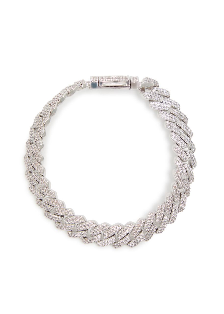 Cernucci Iced Prong Cuban Bracelet In Silver