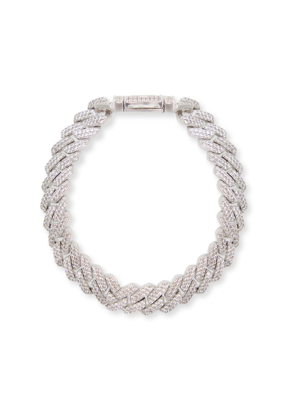  Cernucci Iced Prong Cuban Bracelet - Silver - One Size 
