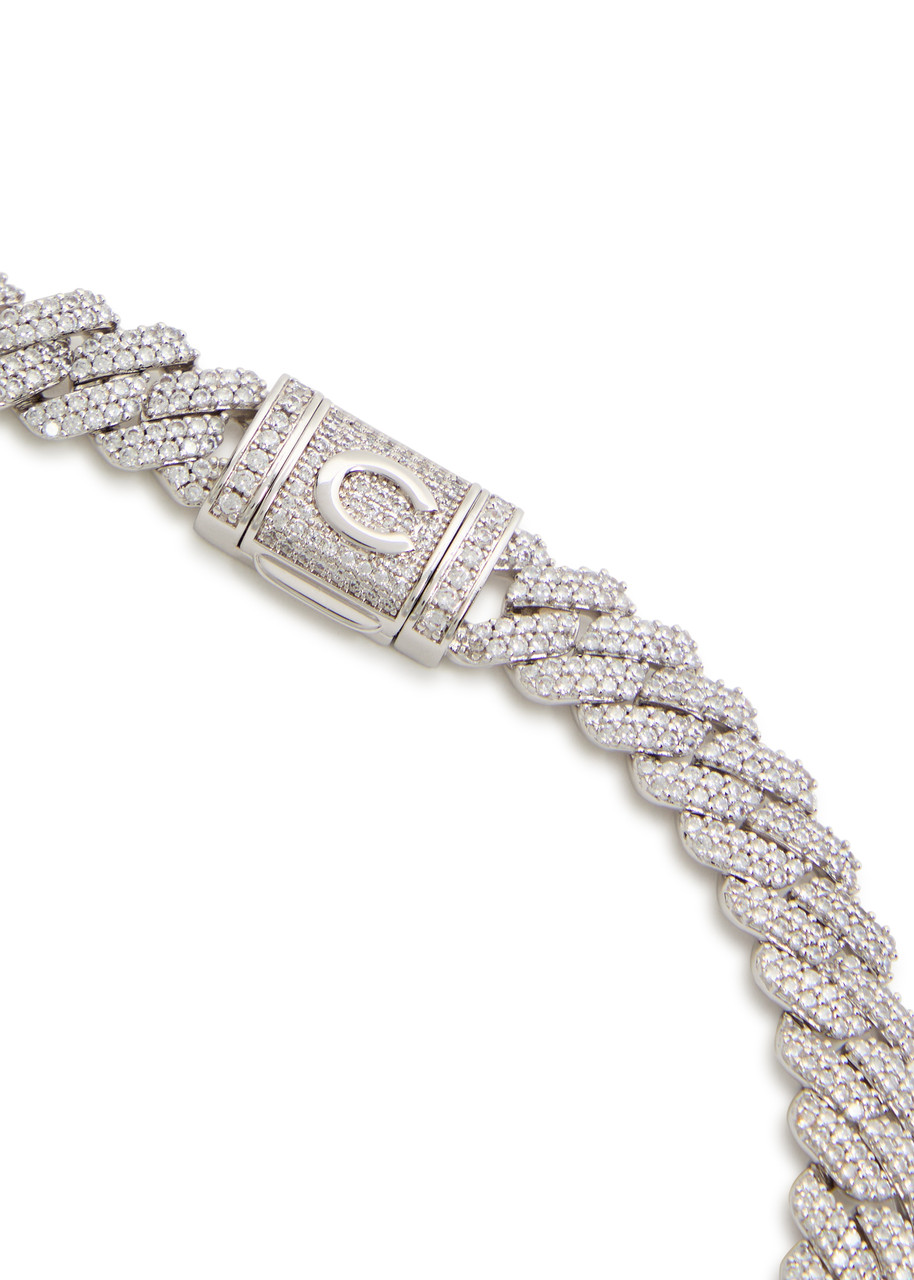  Cernucci Iced Prong Cuban Necklace - Silver - One Size 