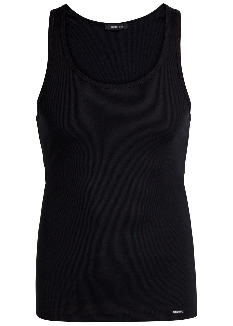 Tom Ford Ribbed Logo Jersey Tank - Black - XL