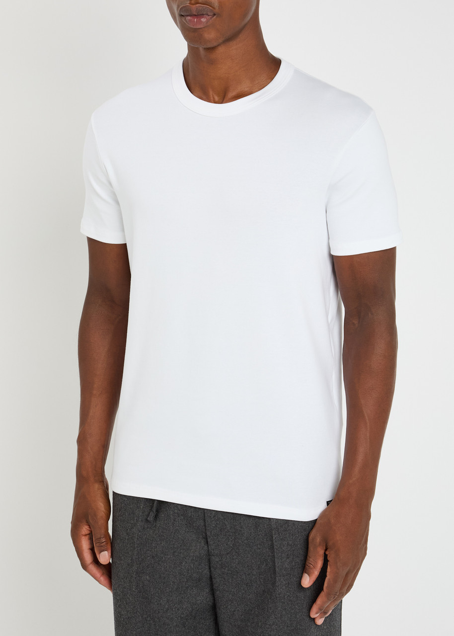 Tom Ford Placed Rib Slim-fit Lyocell And Cotton-blend T-shirt In White