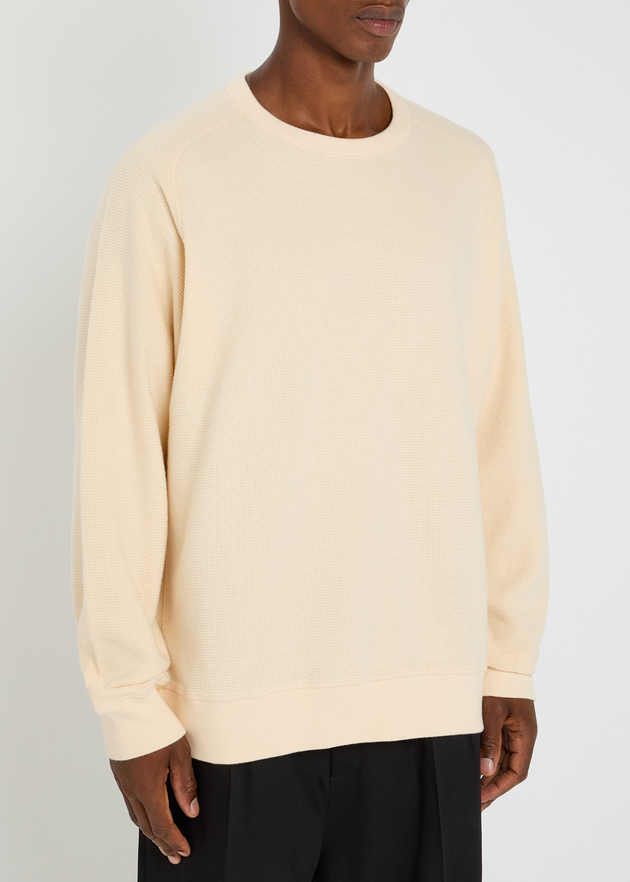 Ymc You Must Create Ymc Almost Grown Waffle-knit Cotton Sweatshirt In Sand