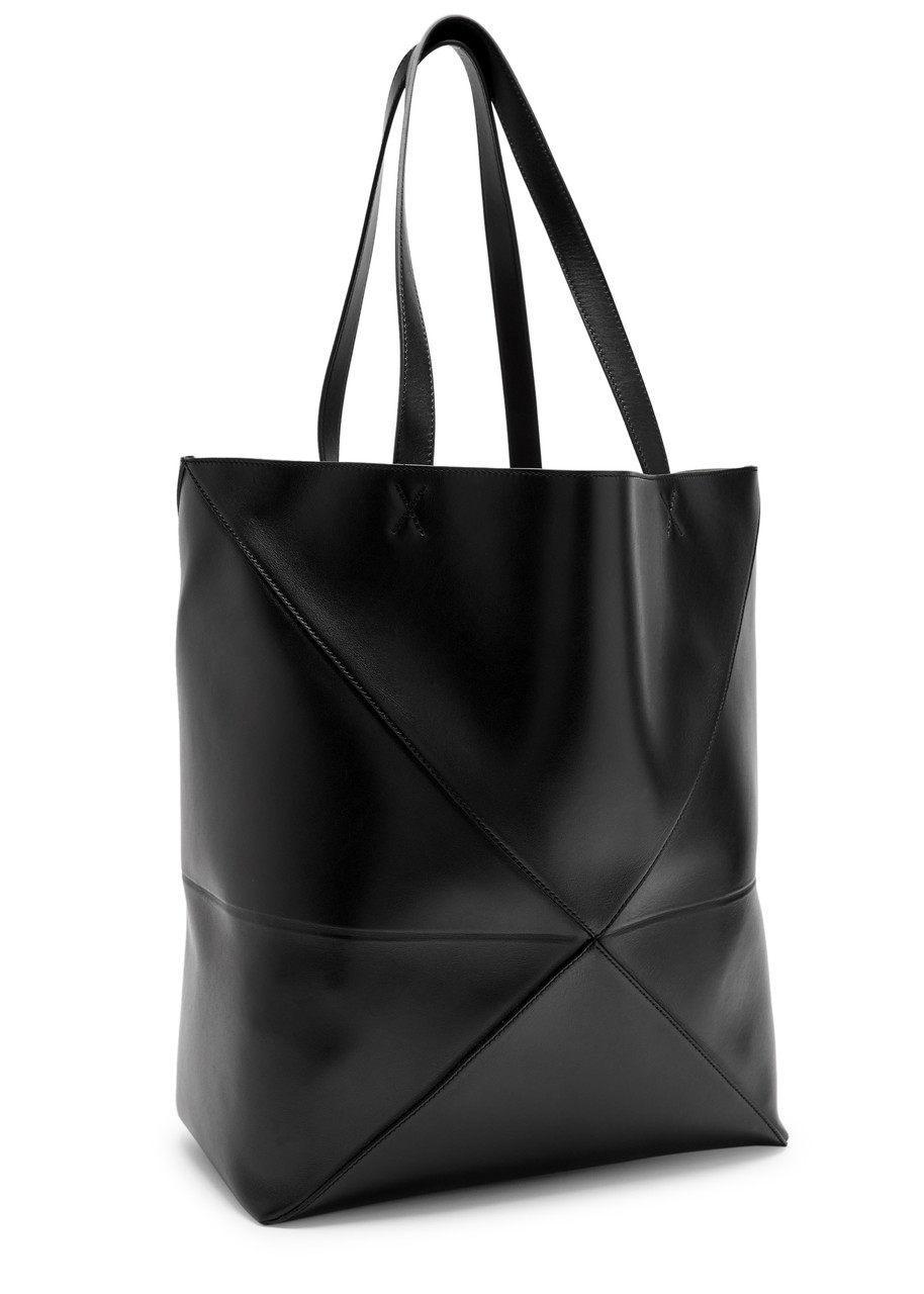 Loewe Puzzle Fold Xl Leather Tote In Black