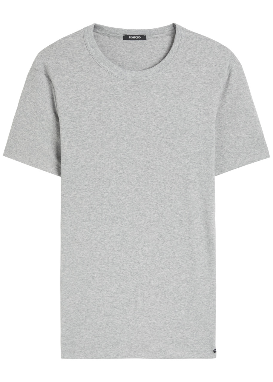 Tom Ford Grey Cotton T-shirt Vneck In Gray