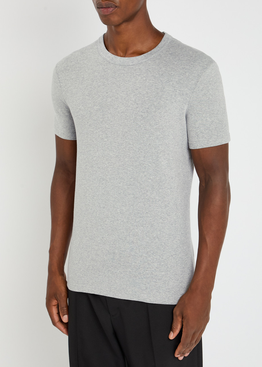 Tom Ford Grey Cotton T-shirt Vneck In Gray