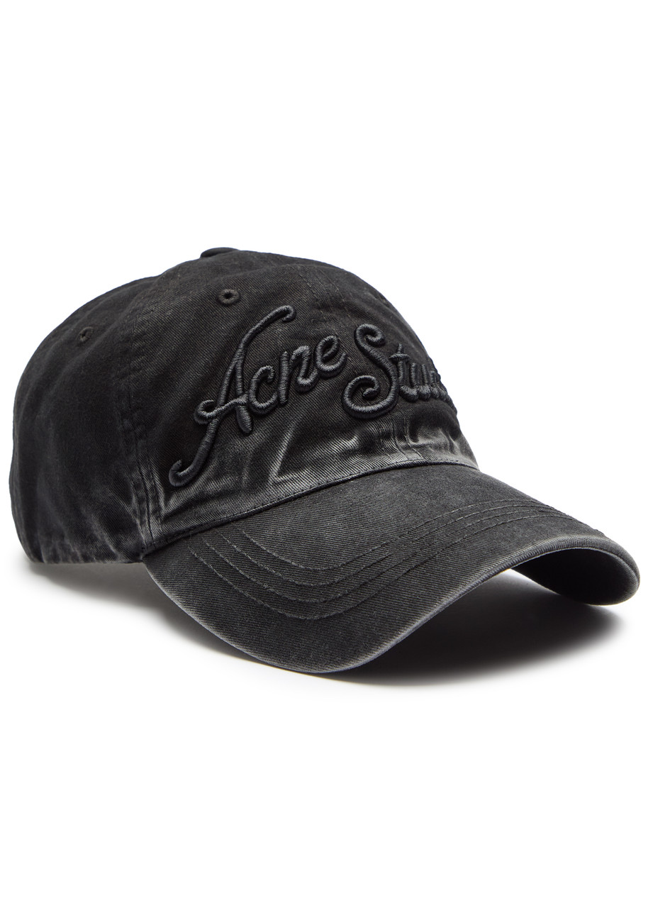 Acne Studios Logo-embroidered Faded Cotton Cap In Black